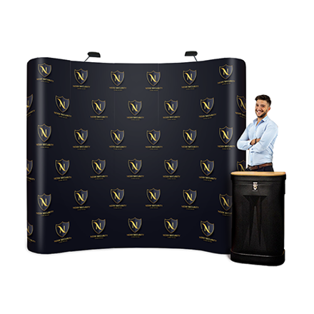 Curved 3x3 Pop Up Stand Image Showing Scale