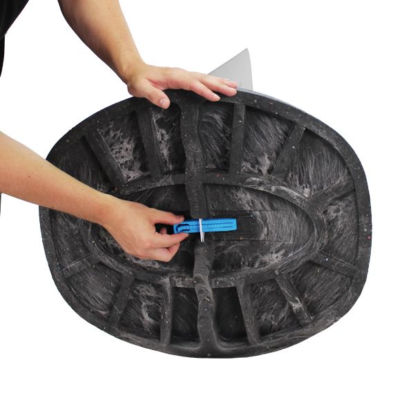 Pavement sign panel stand showing the wedge assembly