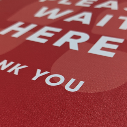 Printed anti-slip vinyl floor graphics for in-store safety