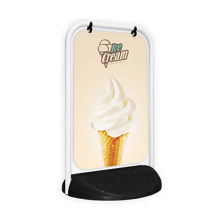 White Swing Sign With Colour Print