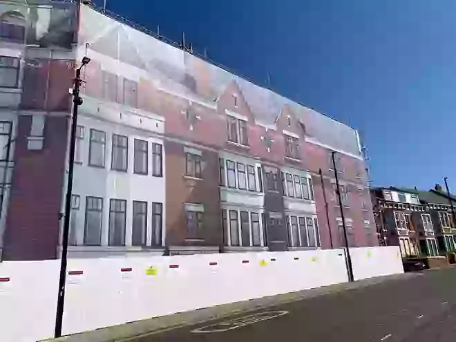 Printed mesh banner building construction facade or cover