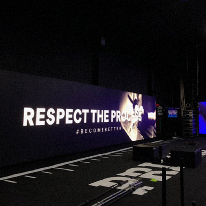 Backlit banner in gym