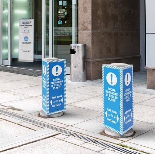 Bollard cover with public safety information
