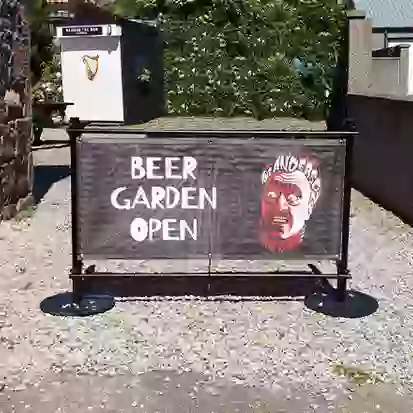 Cafe barrier used to promote beer garden