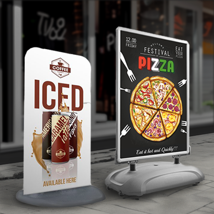 Pavement signs printed in full colour