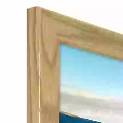 Image of corner of natural wood A2 poster frame
