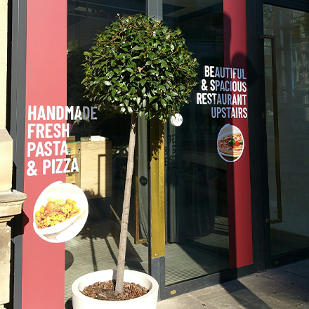 White Vinyl applied to Restaurant Windows